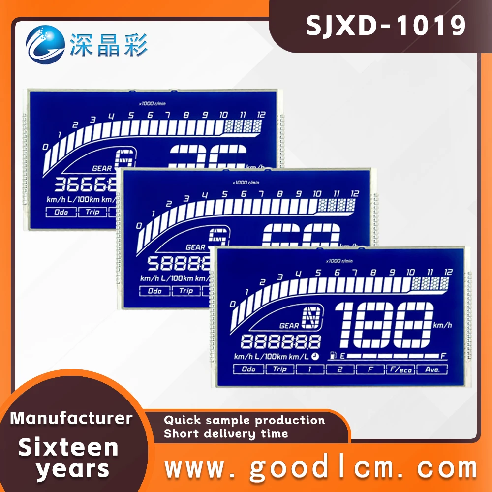 

Vehicle display module SJXD-1019 HTN negative Low energy segment LCD 43PIN pin interface Motorcycle LCD display screen