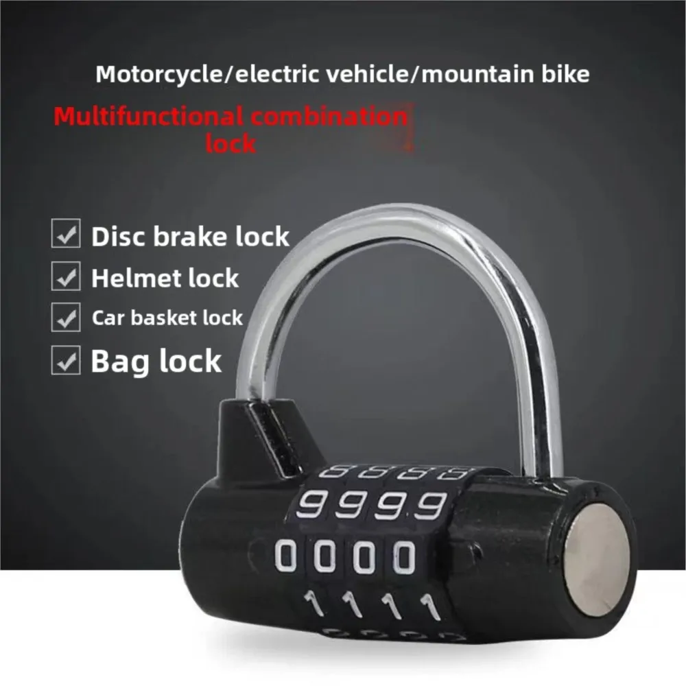 قفل آمن بكلمة مرور مكون من 4 أرقام، مناسب للدراجات والدراجات النارية وقفل السلة وقفل الباب والنافذة وفرامل القرص وقفل الخوذة #1