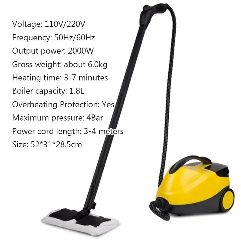 2000W High Temperature High Pressure Electric Steam Cleaner Sterilization Kill Mites Disinfector Home Kitchen Car Steam Cleaner