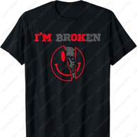 Confused Smile I'm Broken Invisible Illness I Am Ok Broken T-Shirt Abstract Broken Heart Art Cotton Tee Invisible Illness