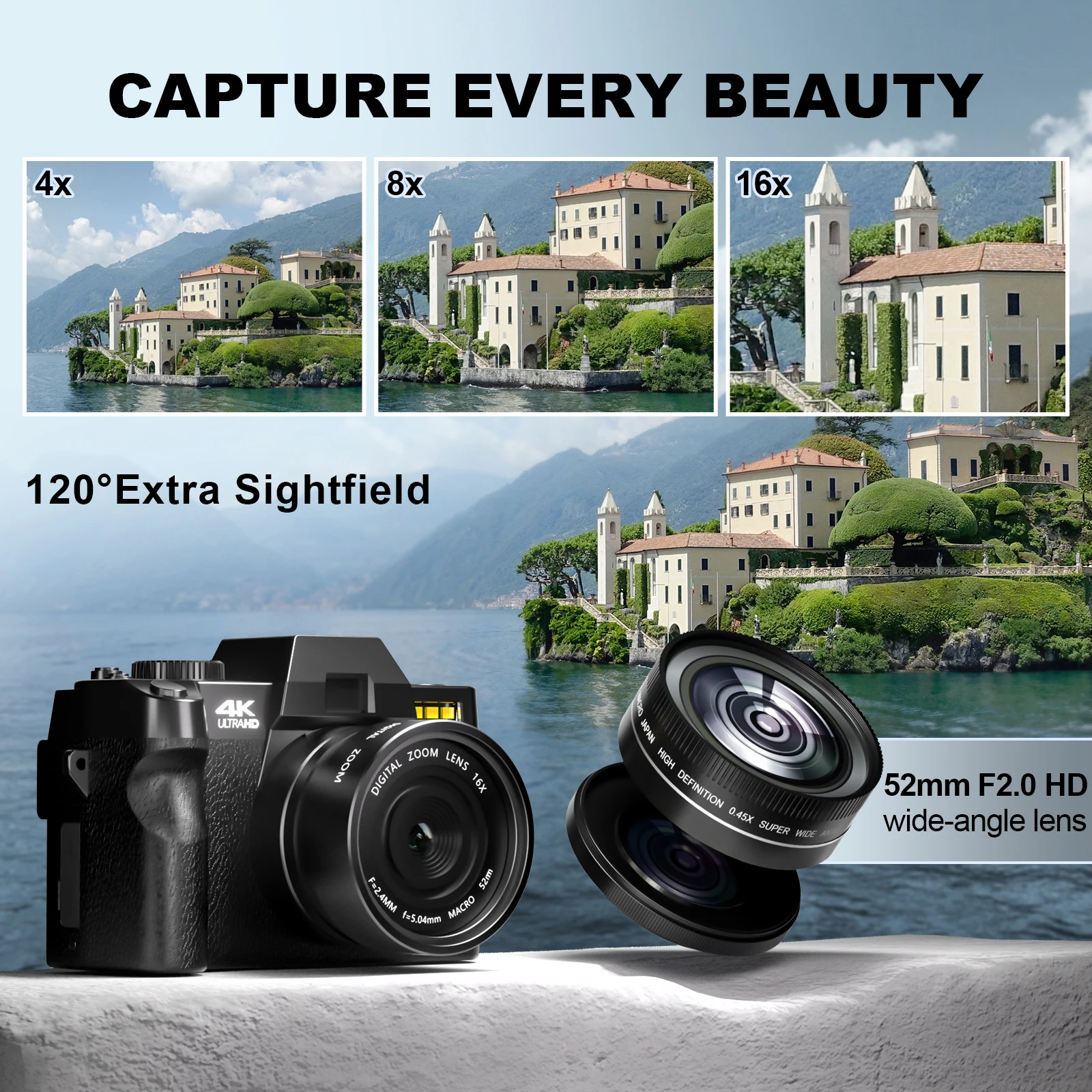 Kompaktowy aparat fotograficzny 4K WIFI kamera internetowa Vintage Vlog wideorejestrator Camcorder YouTube 48MP aparat cyfrowy z zoomem 16X