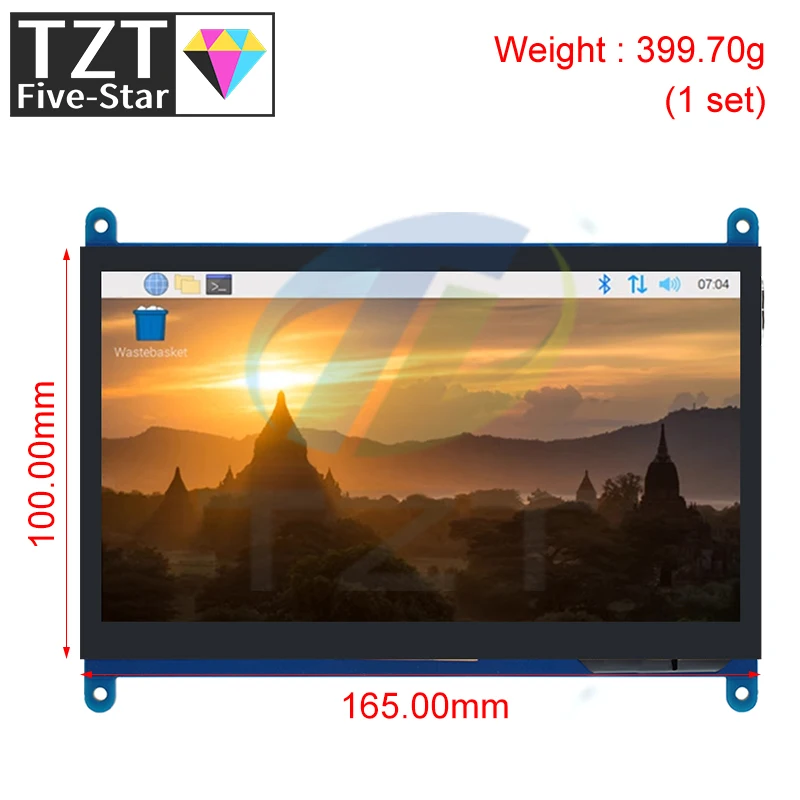 TZT 7 inch LCD Display HDMI-compatible Touch Screen 800x480 Resolution Capacitive Touch Screen Support Systems For Raspberry Pi