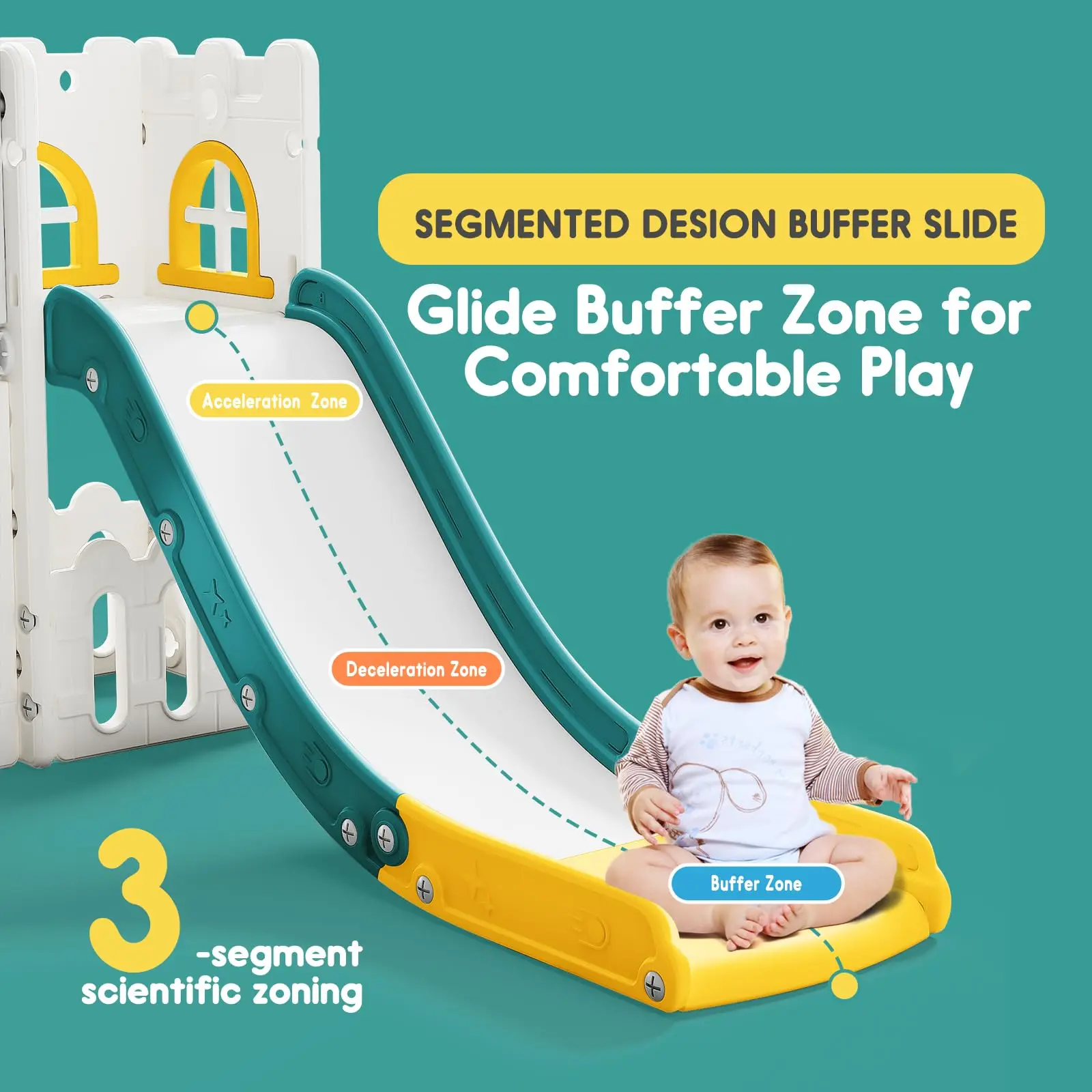 شرائح للأطفال الصغار 6 في 1، شريحة داخلية للأطفال، مجموعة لعب متسلق الأطفال، ألعاب منزلقة للأطفال مع طوق كرة السلة، ملعب خارجي للأطفال الصغار #5