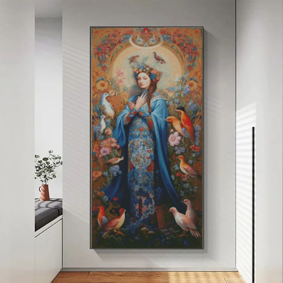 

Художественная роспись с бриллиантами 5D DIY мозаика женский цветок и птица вышивка крестиком круглый квадратный комплект со стразами украшение стены