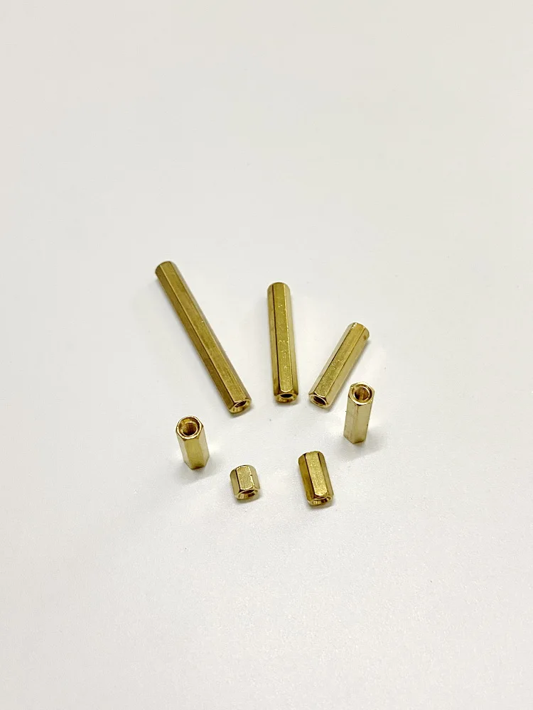 Stud M3x0.5P Yellow Brass Hexagonal Copper Nuts PCB Board Spacing Posts Hardware Bolts with Brass Thread Isolation Columns