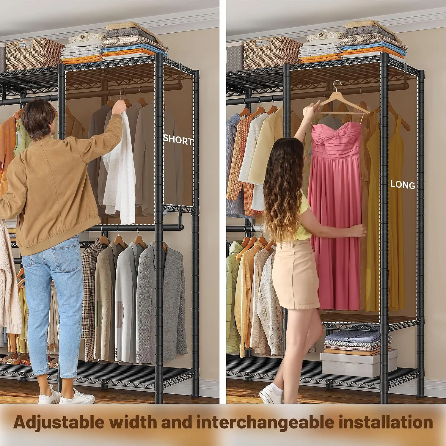Heavy Duty Freestanding Closet Clothes Rack Storage System 1100LBS, Customized