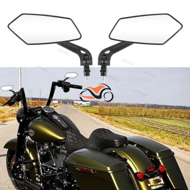 

2pcs Motorcycle Rearview Mirror Rotating Side Mirrors Universal Scooter Mirrors for Harley Davidson Road King Glide Softail Dyna