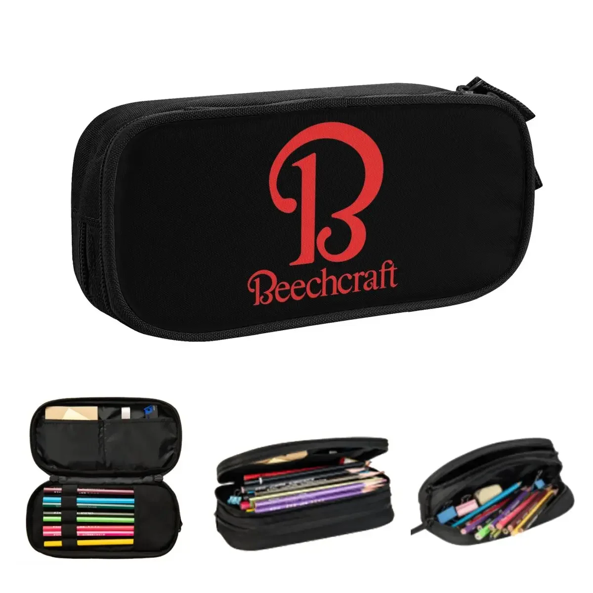 Beechcraft Aircraft Aviation Pencil Cases Big Capacity Pen Bags Pen Box Pencil Pouch For Boys Girls Students Stationery Office