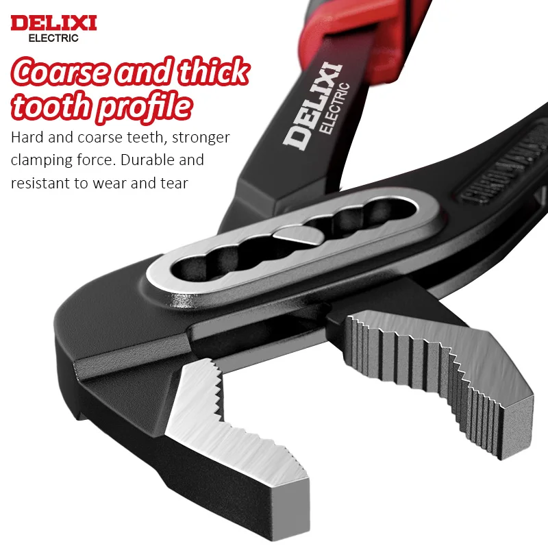 DELIXI ELECTRIC 7 Speed Adjustable Water Pump Pliers ,8in,10in,12in Groove Joint Pliers,Multifunctional Pipe Wrench