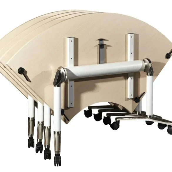 Y Folding Flip Top Training Table With Modesty Panel And T Foot Mobile Table Base