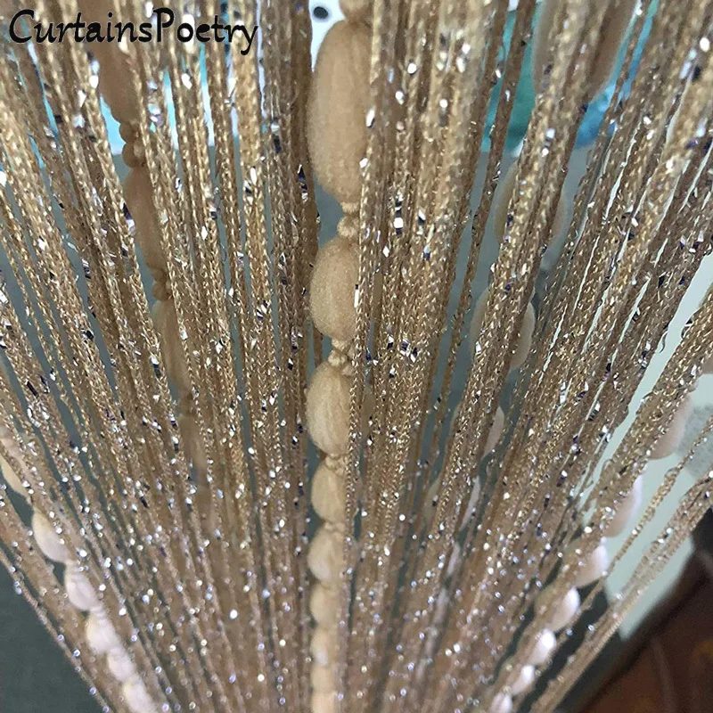 

Door String Curtain Soft Balls Romantic Glitter Fringe Room Divider Home Decor Wedding Girls Bedroom Window Living Room Backdrop