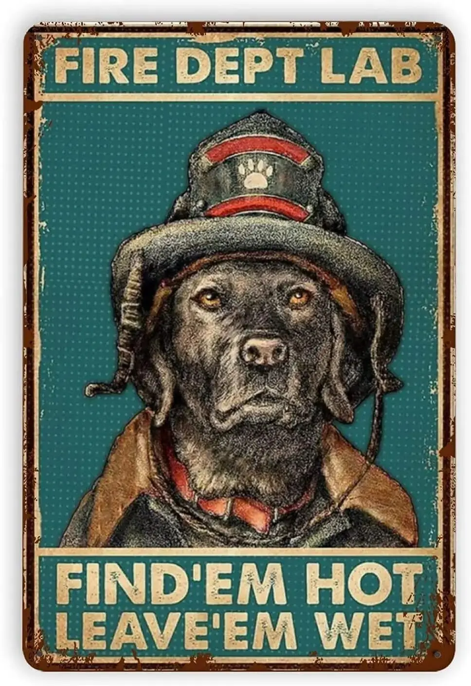 Vintage Fire Dept Lab Labrador Aluminium Metal Tin Sign 8x12 Inch Home Poster Bar Pub Decor