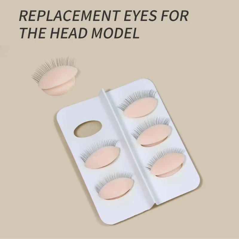 3 Pairs  Replacement  Silicone  Removable  Eyelids  False  Eye  Model  For  Eyelash  Extension  Practice Training Mannequin Head