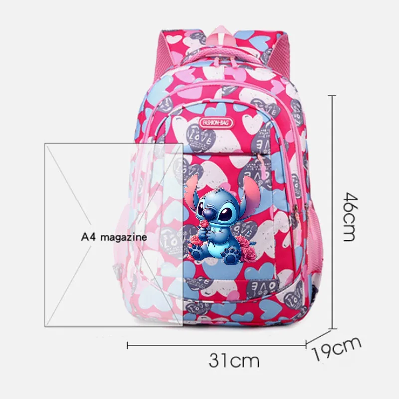 Disney Stitch Student Schoolbag Large Capacity Cartoon Angel Women Backpack Fashion Teenage Girl Book Bags Cute Study Gifts