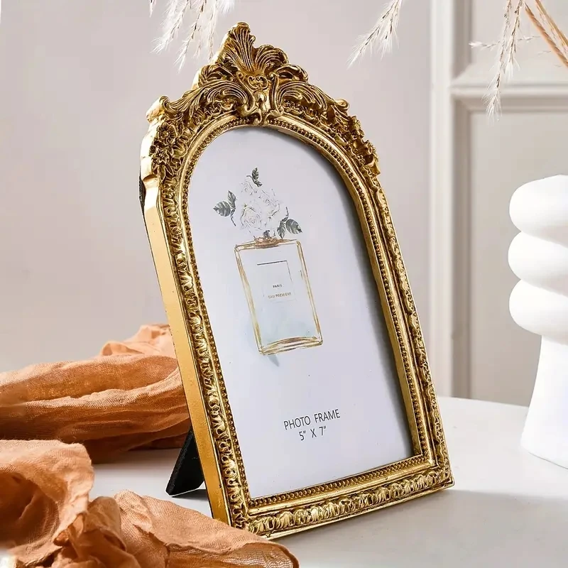 Golden Cadre Vintage Frame Retro Golden Decor Ramka na zdjęcia do wyświetlania zdjęć, rocznica ślubu, świąteczny prezent walentynkowy