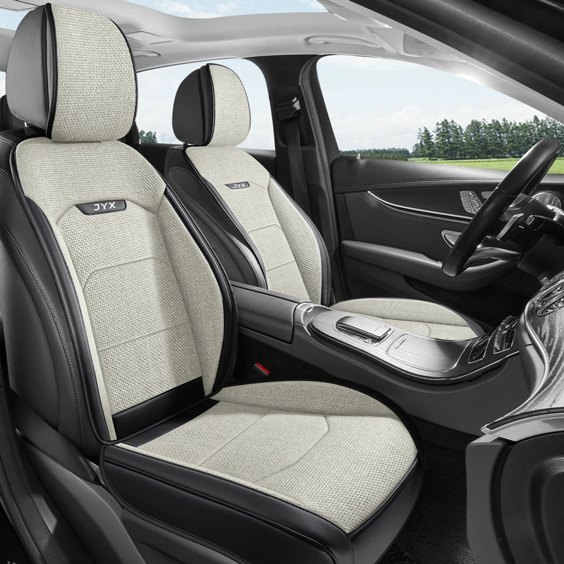 2Pcs Front Seat Cushion Covers, Easy Install All-Season, Handy Storage Pocket, Universal Fit for Most Car Front Seats