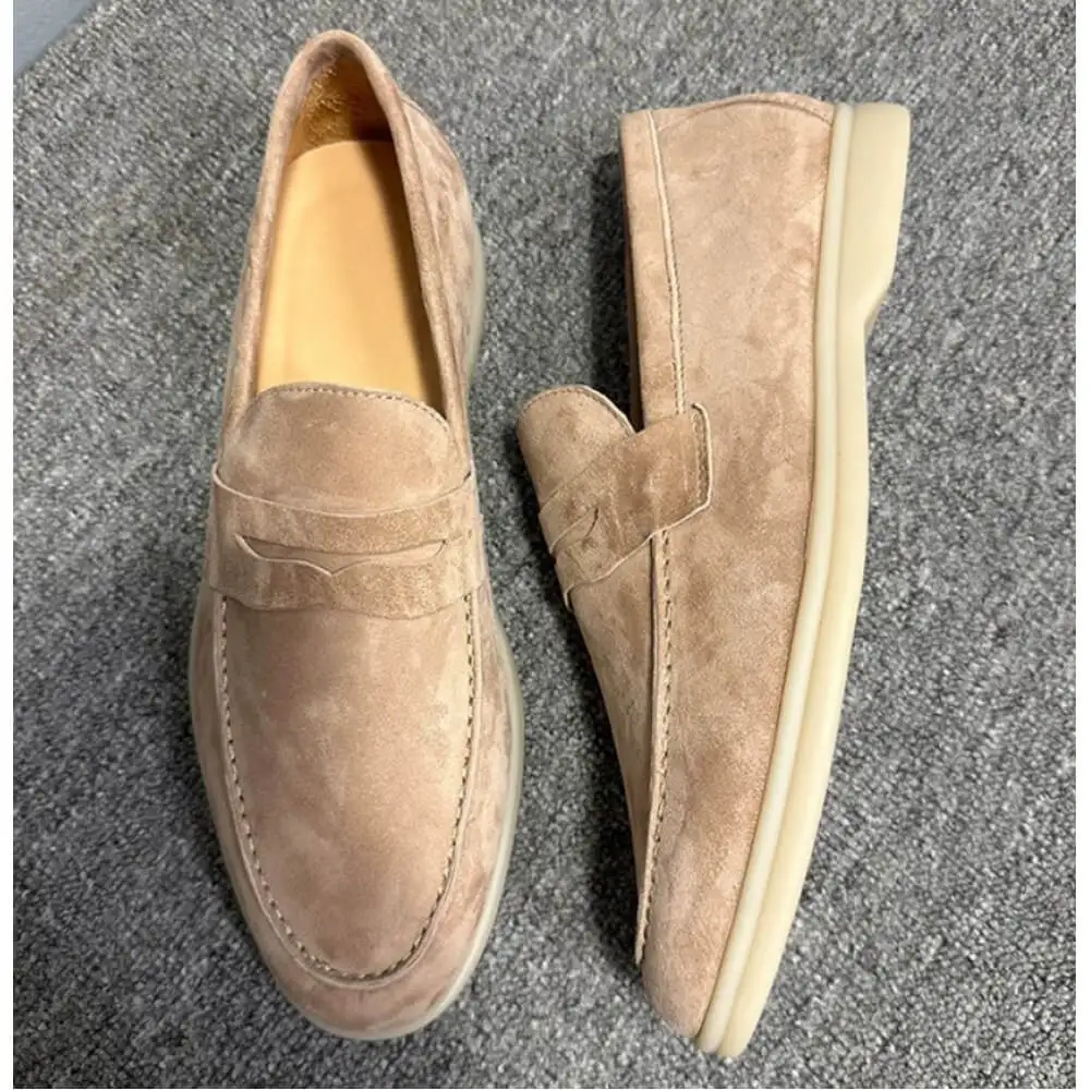 Handcrafted Beige Suede Casual Loafers – Superior Craftsmanship, Timeless Neutral Appeal