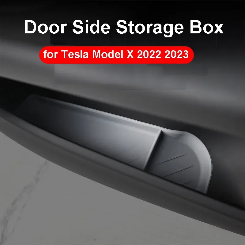 for Tesla Model X 2023 Door Side Storage Box Organizer Tidying Anti Dirty Umbrella Tray Silicone Waterproof Trash Accessories