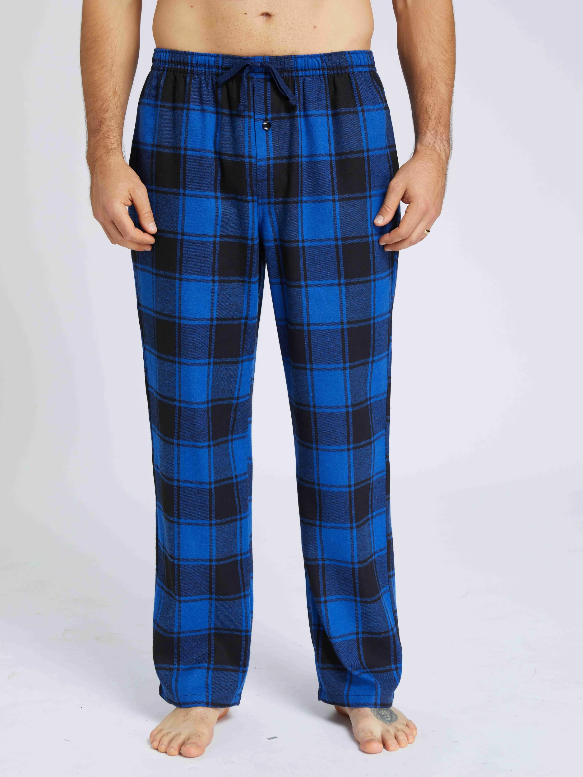3pcs Men's Pajama Bottoms Autumn/Winter Flannel Plaid Loose Trousers Warm Homewear Pants Male Soft with Pockets Sleepwear