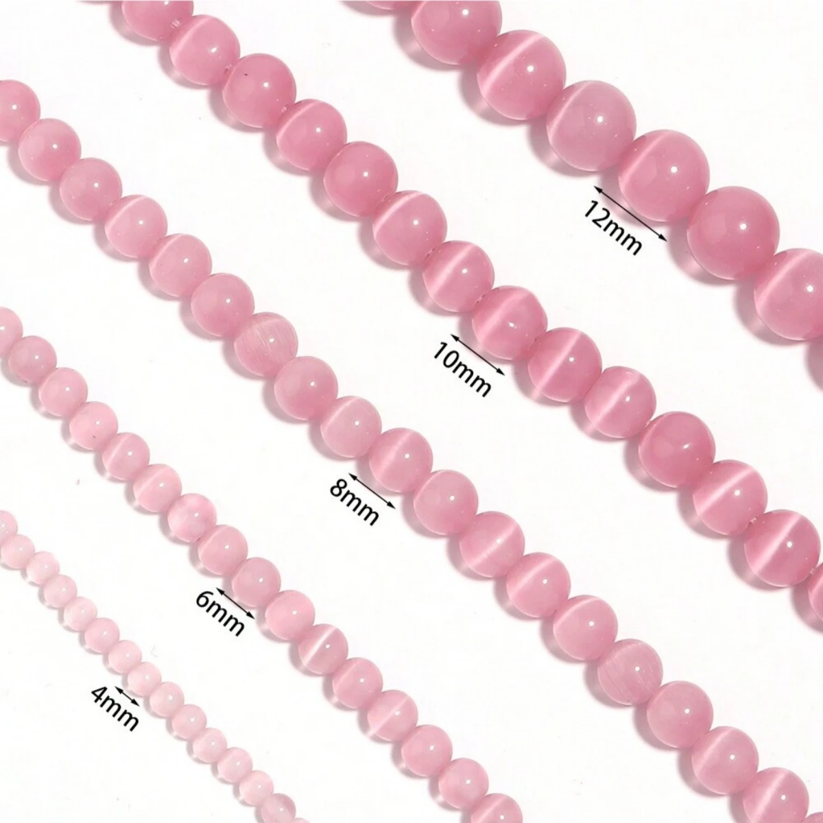 4/6/8/10mm Natural Stone Dark Pink Cat Eye Stone Bead Opal Glass Loose Spacer Bead for Jewelry Making DIY Bracelet Accessories