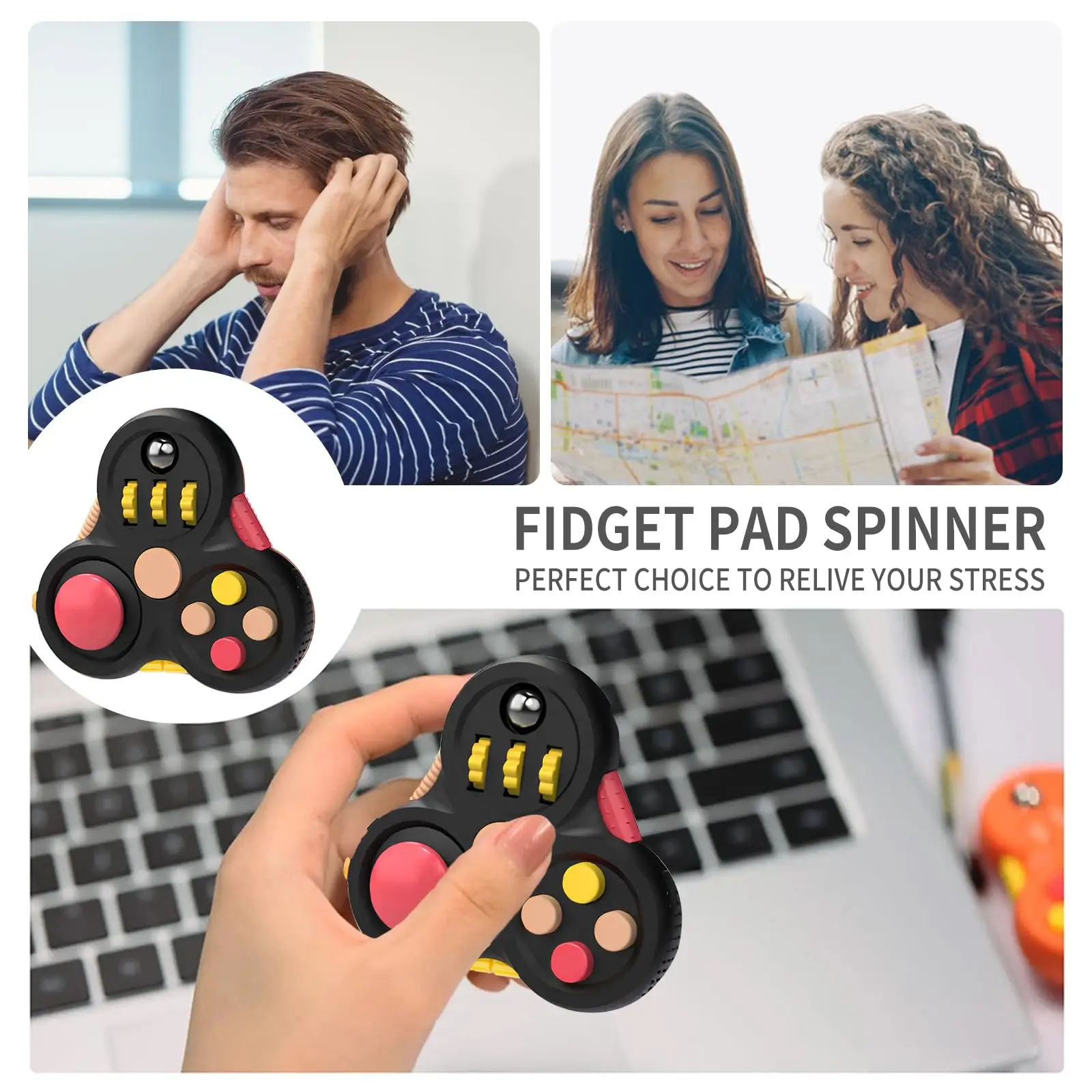 Fidget Cube Pad Hand Spinner Sensorisches Spielzeug Stressabbau für Angst ADHS Fokus Dekompression Büro Schreibtisch Tragbar Erwachsene Kinder Reisen