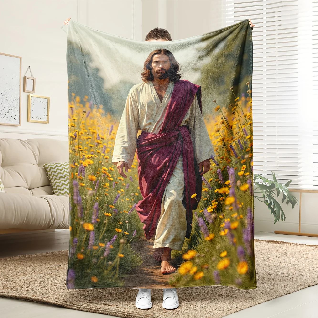 

1pc Turquoise Palm Tree Fleece Blanket - 100% Polyester HD Print, Travel/Couch Gift