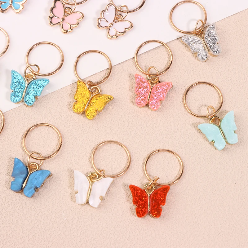 5Pcs Butterfly Knitting Stitch Markers Zinc Alloy Pendant Multicolor For Knitting Tools DIY Findings Random Colours