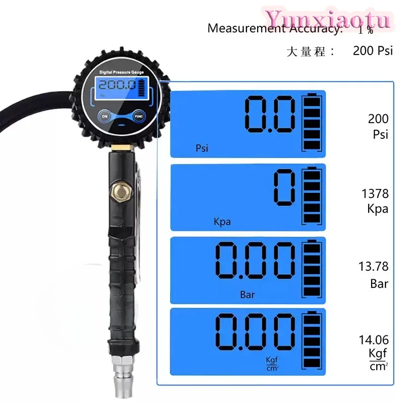 S55822 High Precision Digital Tire Pressure Gauge with Deflation Valve for Car Motorcycle Bicycle Inflator