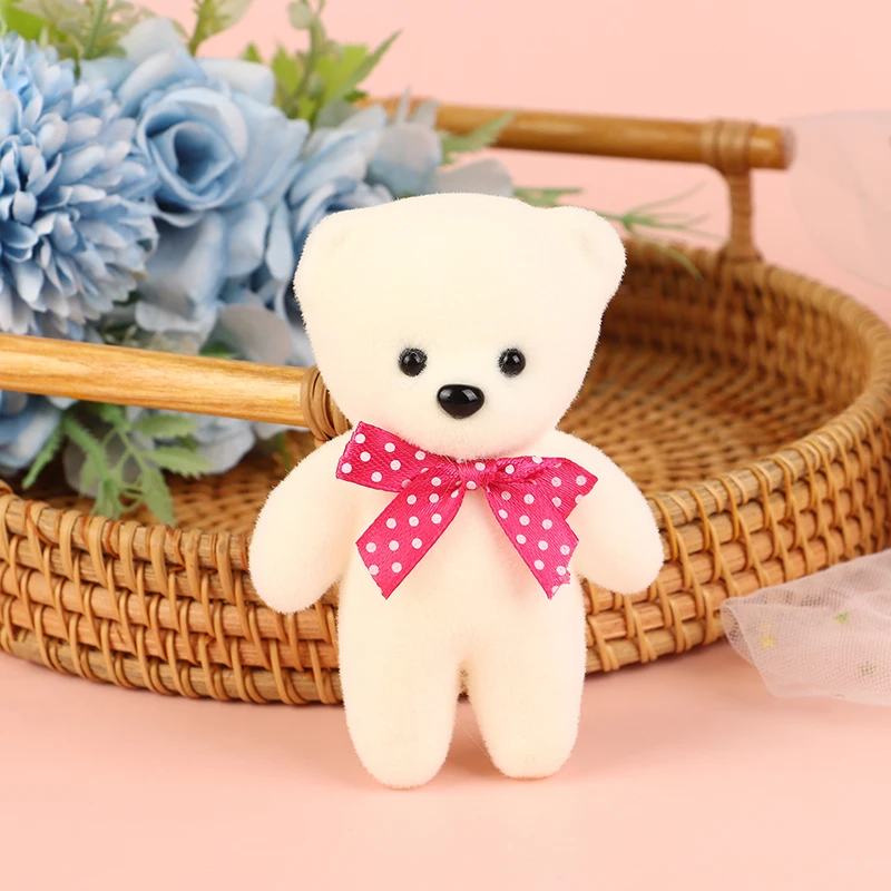 10PCs Mini Bear Doll Couple Bear Flower Bouquet Decor Dressed Stuffed Animal Doll Foam PlushToys For Birthday Gifts Room Decor