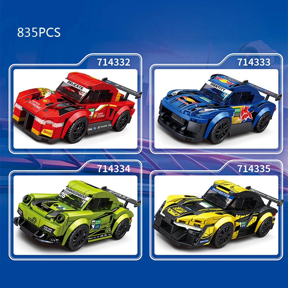 Speed Champion Building Block Vehicle Red Bull Horse WRC Rally Team Sport Car Model WRC Racing Figures Brick Toy For Gifts