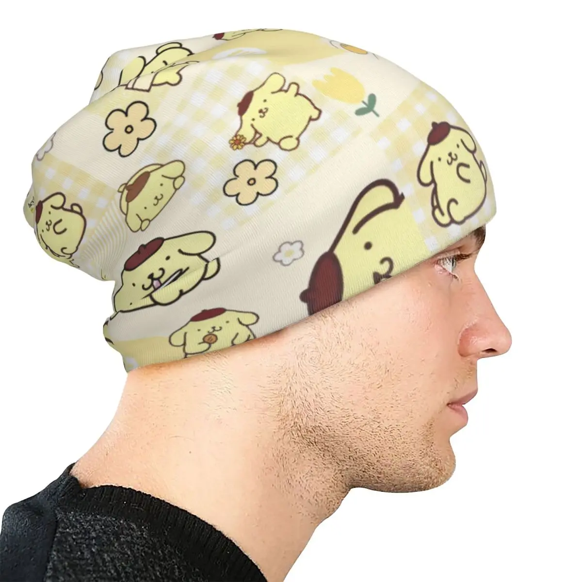 ポムポムプリン ボンネット帽子 ヴィンテージ ストリート スカルキャップ ビーニー帽子 かわいい漫画柄 メンズ レディース 春用 ヘッドラップ キャップ