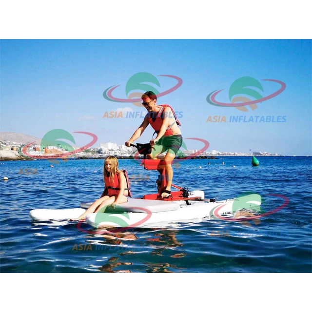 Single Person Inflatable PVC Pontoons Water Bike, Inflatable Floating Aqua Bike Water Bicycle Riding Tube Pedal Bike