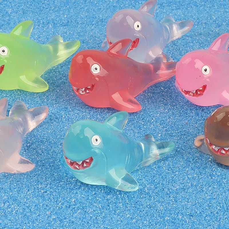 New 1PC Cute Night Light Cute Little Shark Micro Landscape Fish Tank Small Ornament Cartoon DIY Little Shark Resin Accessories