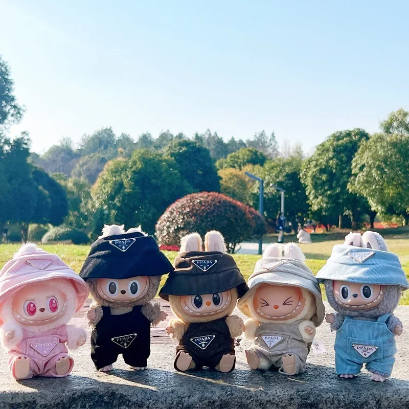 New corduroy For Labubu Doll Clothing Set Hat 17cm Clothes Shoes Doll DIY Accessories Training Sitting Party Games Toys Gifts