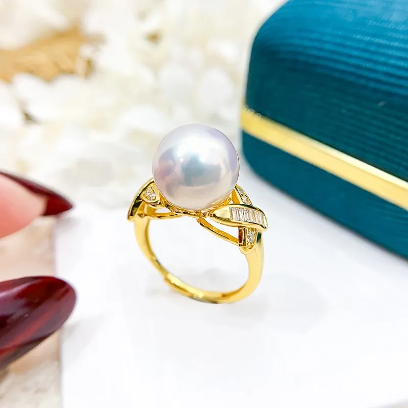 3Pcs/Lot 2 Color Fashion Natural Pearl Rings Settings Women Handmade DIY Rings Components