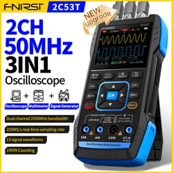 FNIRSI 2C53T 3 en 1 osciloscopio Digital multímetro generador de señal 50MHz ancho de banda 250MS velocidad doble canal 20000 recuentos T-RMS