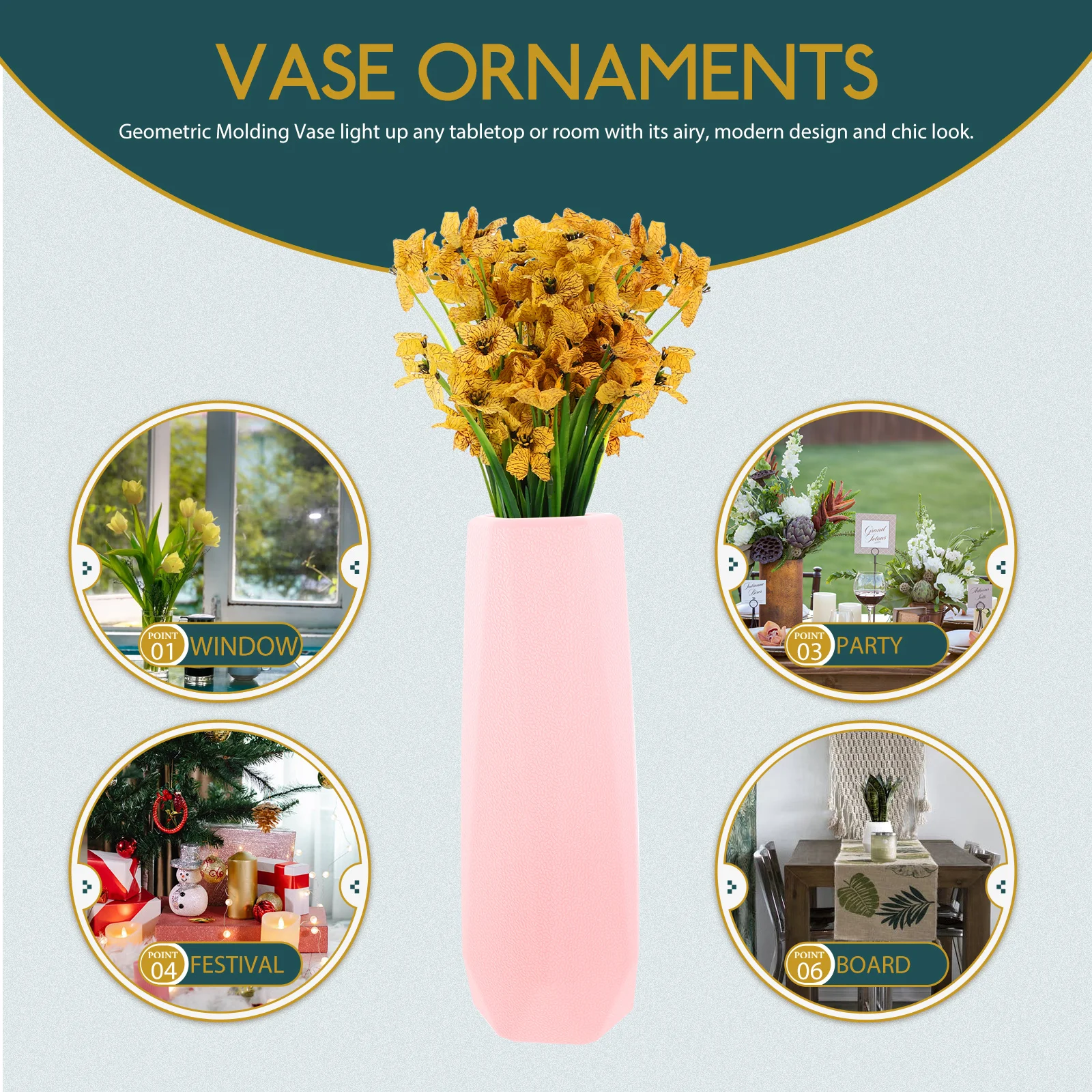 

3pcs Geometric Vase Set 900mm Gray White Small Fresh Flower Arrangement Unbreakable Container Decor Dried