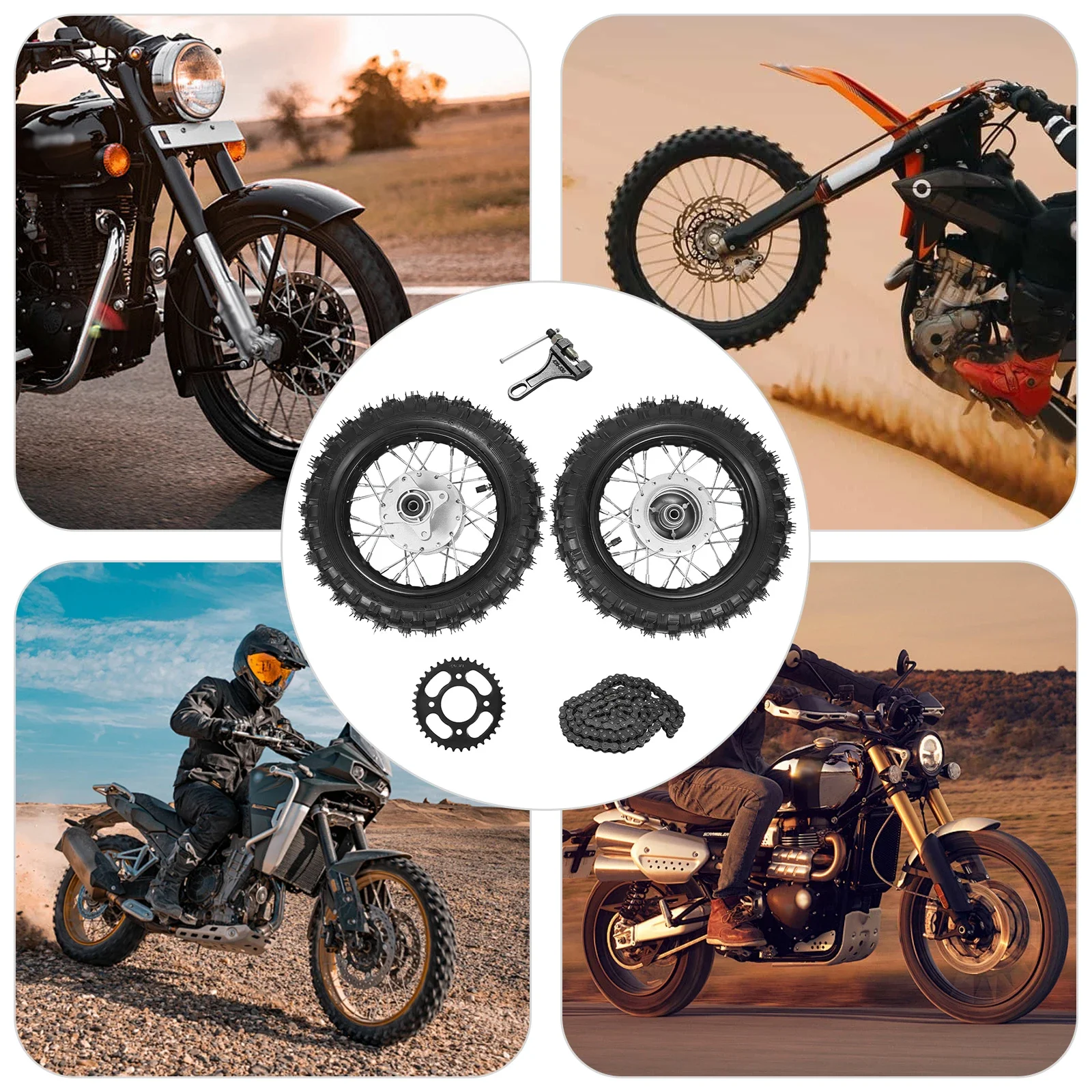 عجلة حافة الإطارات الأمامية والخلفية 2.50-10 للدراجات الترابية Honda CRF50 XR50 BBR KLX، سبيكة متينة، مضادة للانزلاق، سعة تحميل عالية