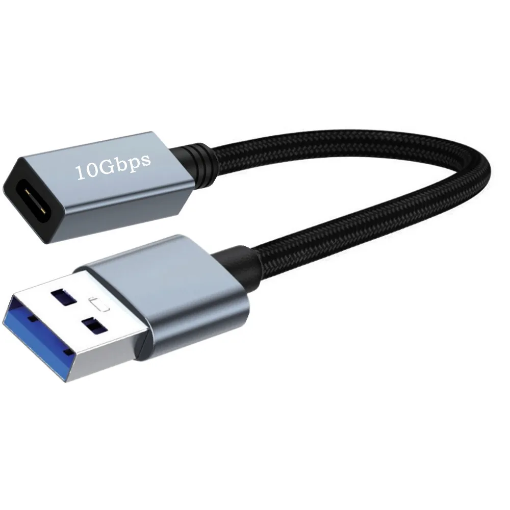 كابل توصيل USB 3.2 بشريط بيانات مزدوج الجوانب بسرعة 10 جيجابت في الثانية، كابل محول أنثى دوار USB من النوع C Gen2