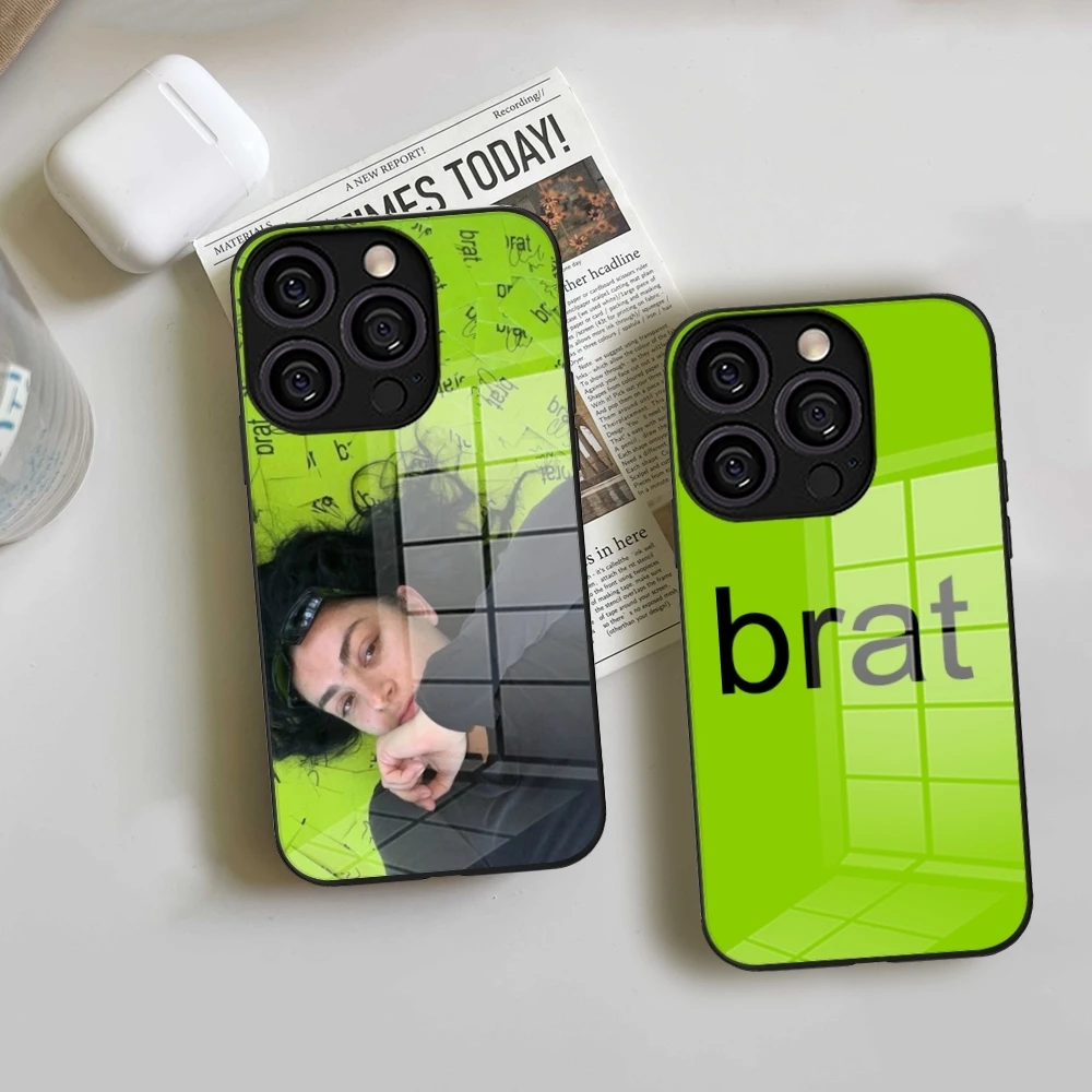 

Singer C-Charli XCX BRAT Phone Case Tempered Glass For IPhone 16 Promax 15 14 Pro 13 12 11 plus X XS XR phone case