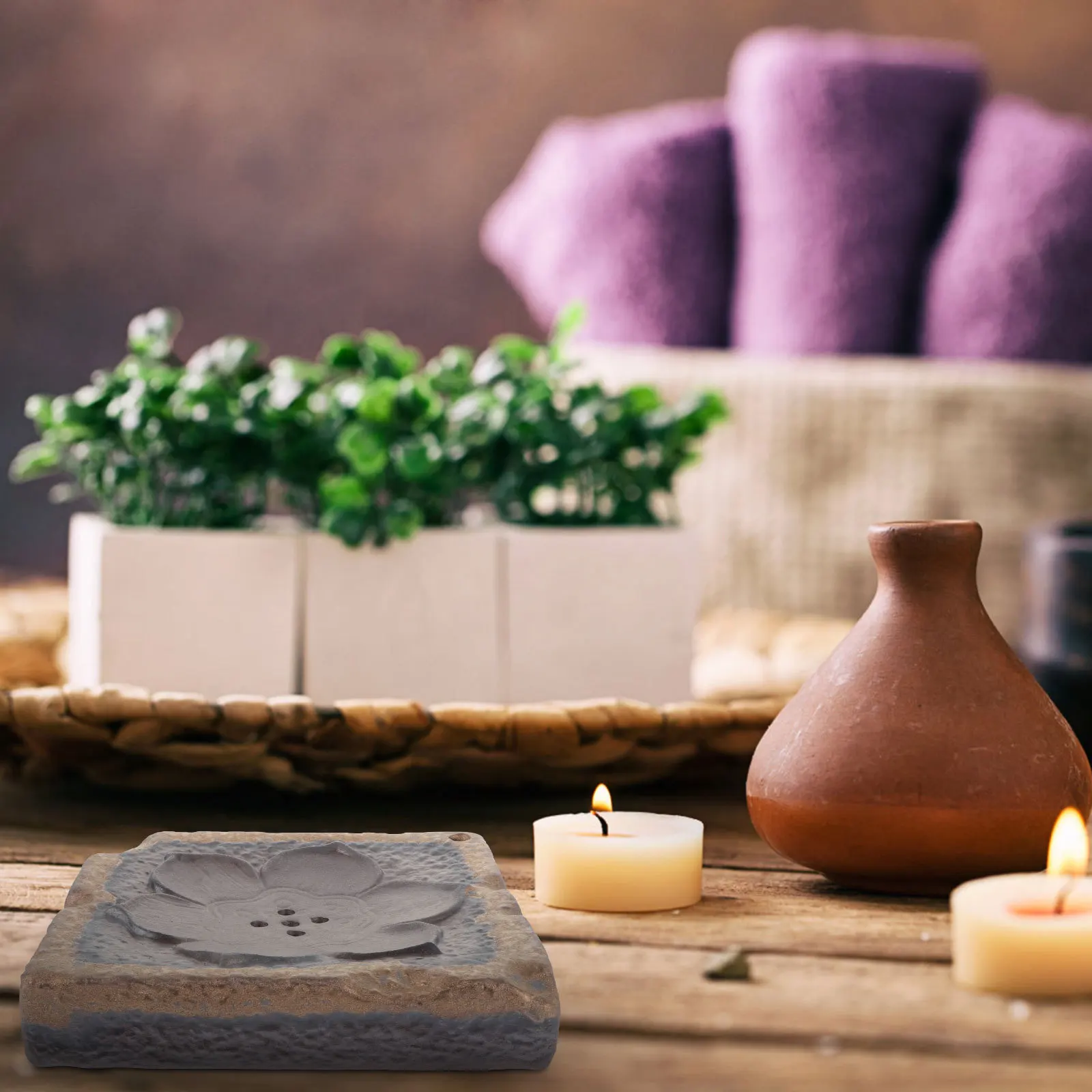 

UTHCLO Handmade Tea Set Pottery Serving Tray Decorative Plate Home Tea Holder