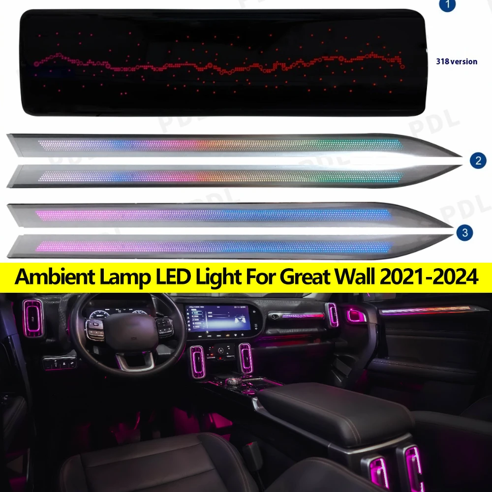 

LED Car Inner Ambient light Dynamic Ambient Lamp Original Car 1:1 Mold Kit APP Control For Great Wall Haval DARGO 2021-2024