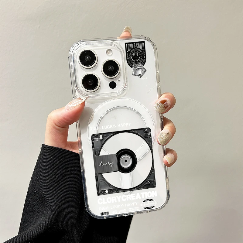 CD Disc Print Magnetic Phone Case for Samsung Galaxy S26 Ultra S25 Edge S24 Plus S23 FE A57 A56 A55 A54 A36 A35 A17 A16 Cover