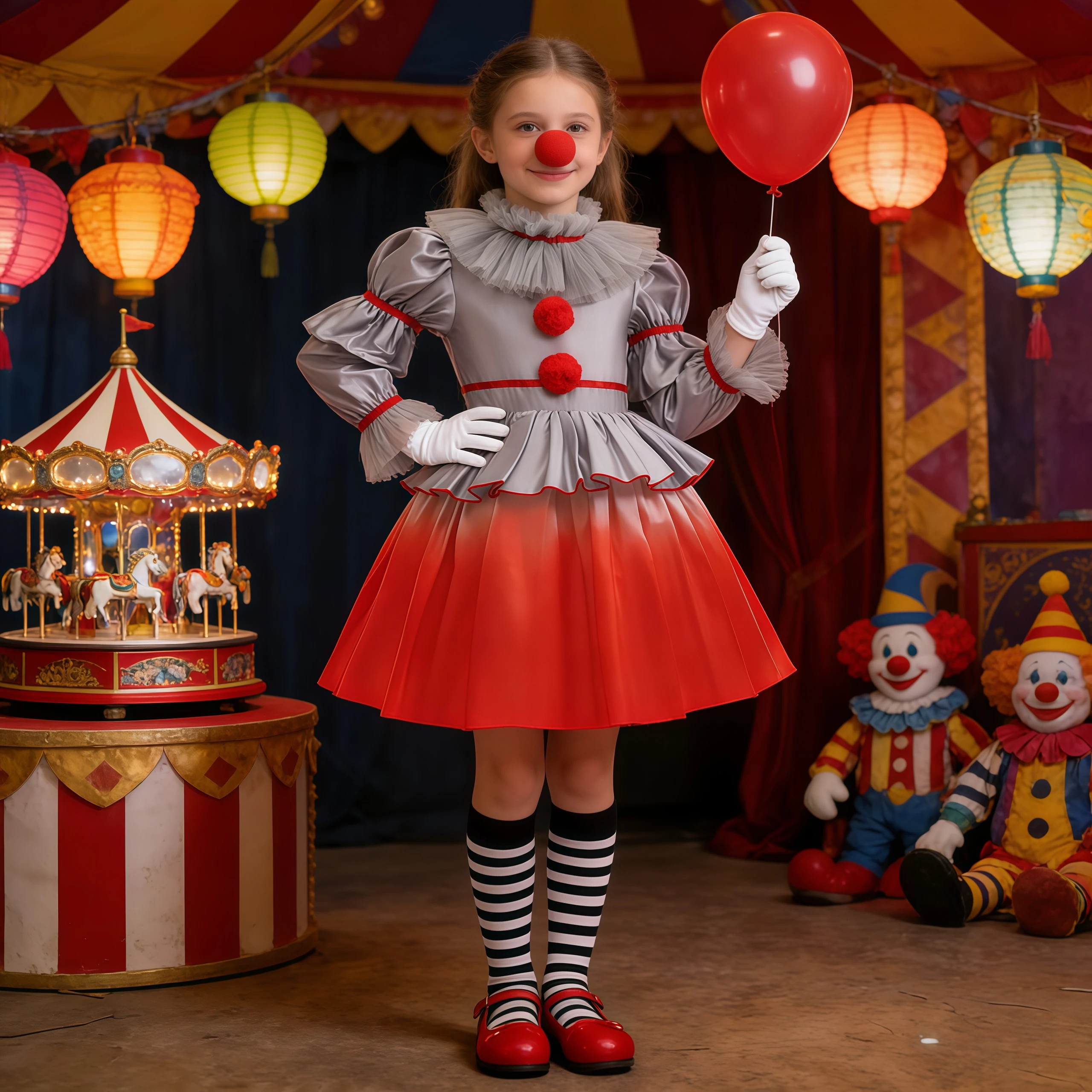 

Horror Killer Movie Cosplay Costume Kids Joker Ruffles Dress For Girls Clown Halloween Birthday Party Carnival Performance Dress