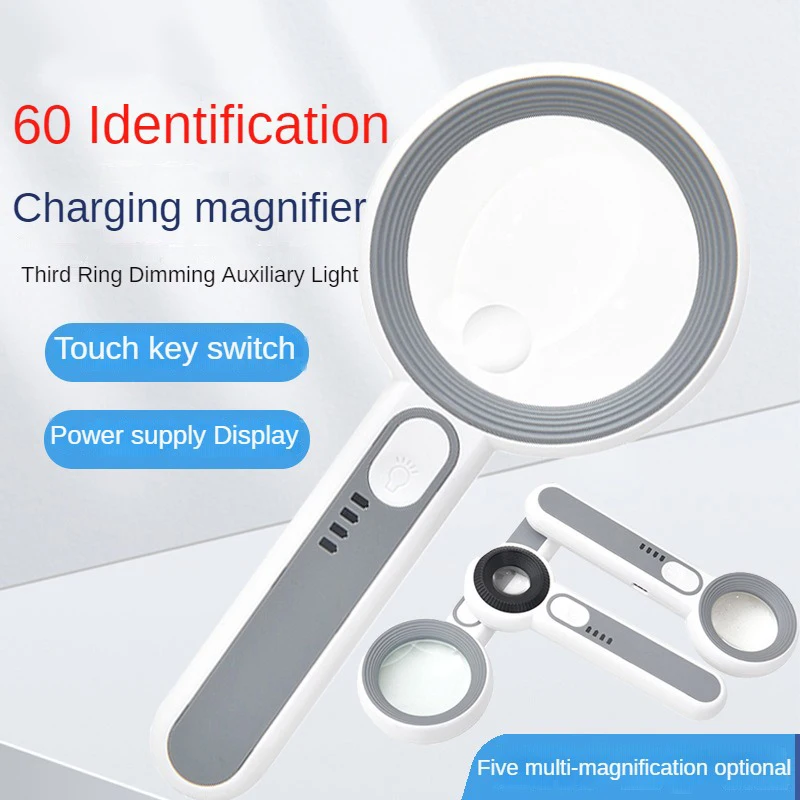 5X 6X 11X 12X Rechargeable Pocket&Lightweight Handheld Magnifying Glass with 3 Lighting Modes for Seniors Reading Elderly Book