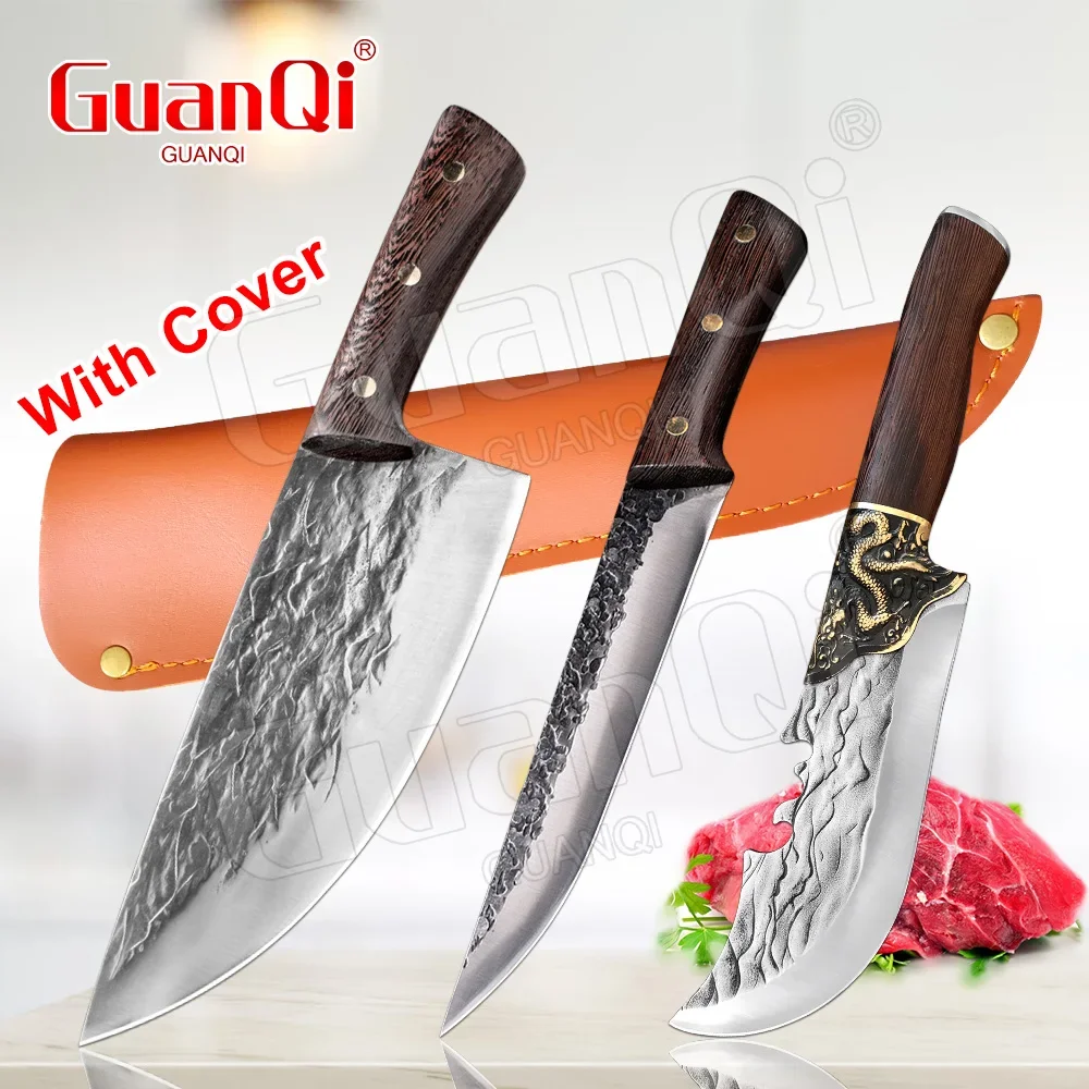 Full-Tang Butcher Boning Cutting Knife Pig Beef Meat Vegetable Fishing Cookware Chef Knife Stainless Steel Machete For Kitchen