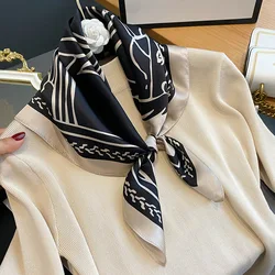 Pure Silk 2023  Square Scarf Lady Hair Head Foulard Women Bandana Fashion Shawl and Wraps Female Bag Scarves Neckerchief Hijab