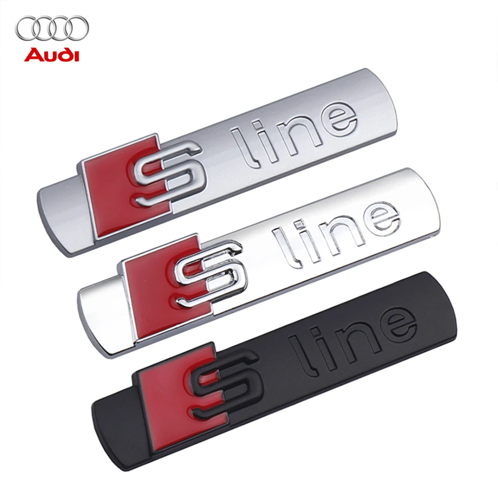 3D Car Styling S Line Logo Side Body Fender Metal Sticker Trunk Decal For Audi S line S3 A4 B9 B7 A3 Q5 A6 C7 RS A5 A8 Q3 Q7 Q8