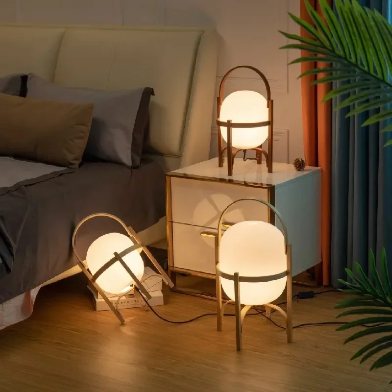 

Nordic Designer Zen Wood LED Desk Lamps Modern Glass Study Bedside Table Light Living Dining Room Home Decor Lighting Fixtures