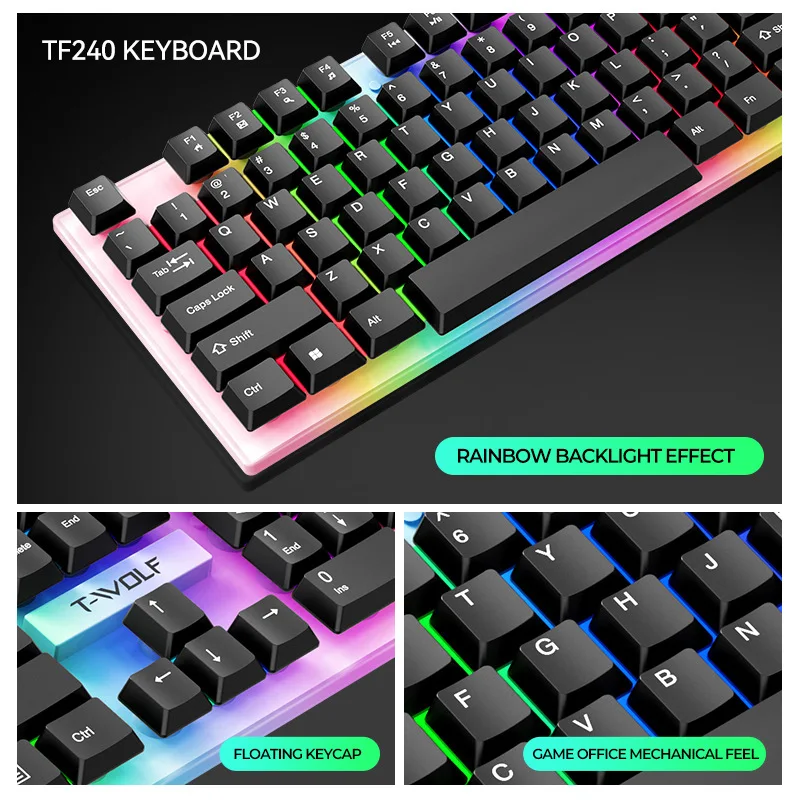 Imagem -05 - Usb Wired Keyboard e Mouse Grupo Luminous Backlit Keyboard Mouse Gaming Computer Acessórios Mousepad Novo em Pcs